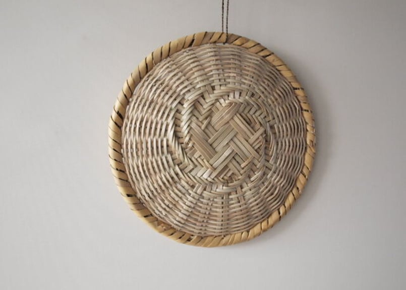 長野戸隠 根曲り竹蕎麦ざる 小ｻｲｽﾞφ直径23cm からむし紐付き | nuukの森