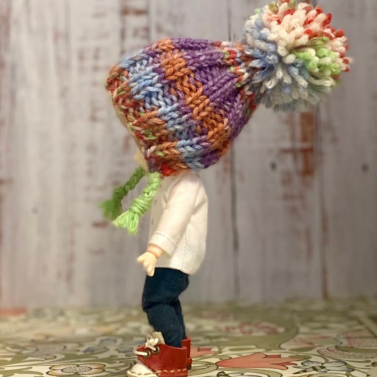 ゴム編み耳あてニット帽 25jan26-003 | はちるろい堂