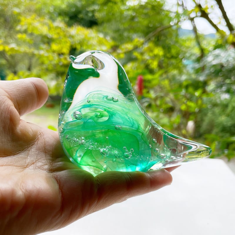 エメラルドグリーンの小鳥☆現品のみ | ガラス工房FARO