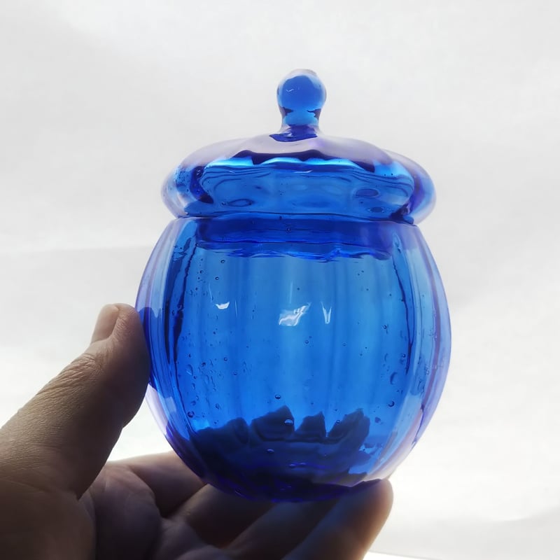 一点物☆ブルーのポット | ガラス工房FARO