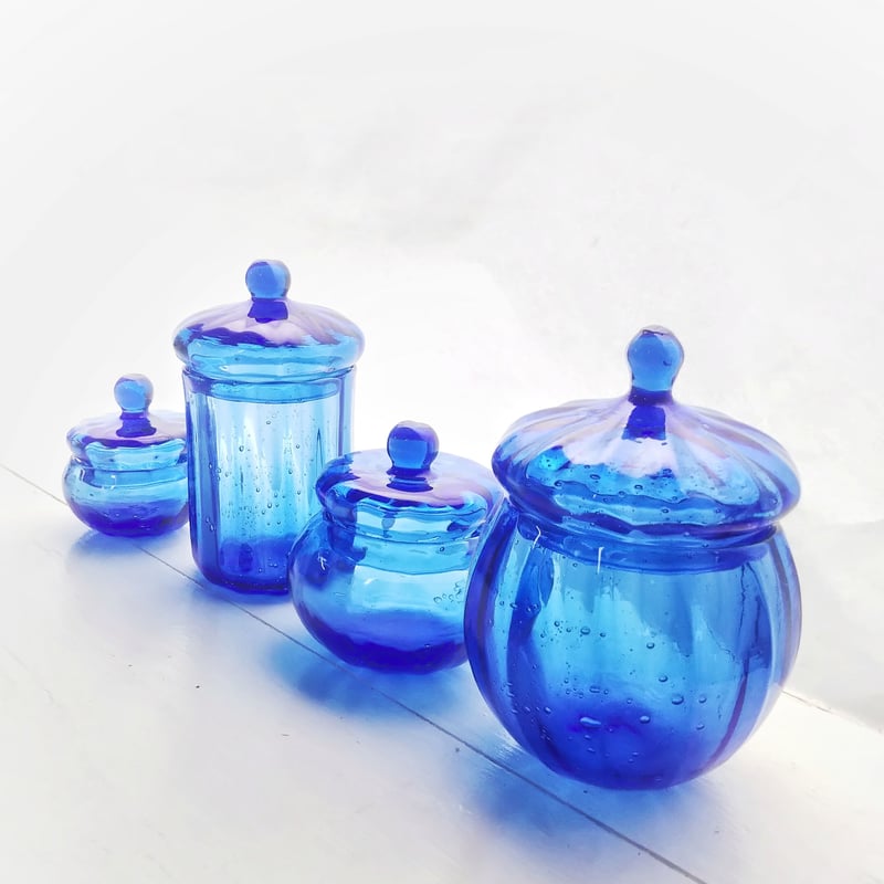 一点物☆ブルーのポット | ガラス工房FARO