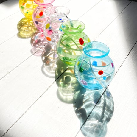 ヨーヨー花入れ　アクア☆ご注文前に在庫があるかメールでお尋ねください
