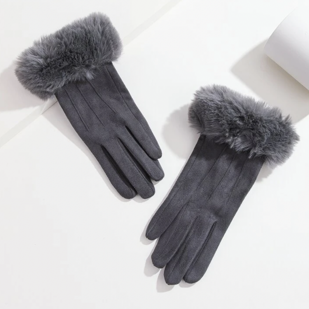 ファー手袋 グレー | Shisa66