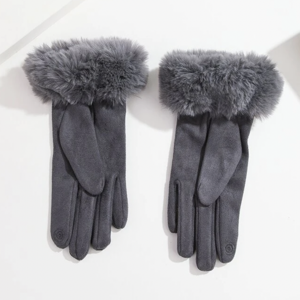 ファー手袋 グレー | Shisa66