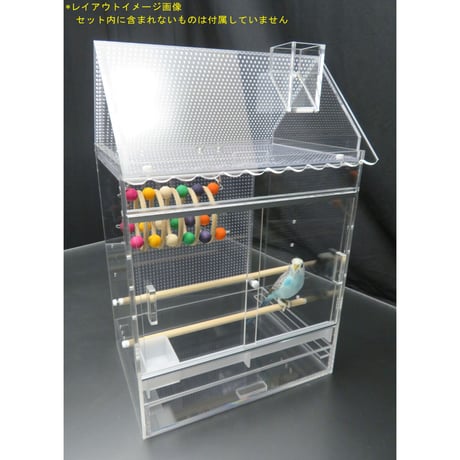 組立式アクリルバードケージ【 Lサイズ】右（左）開き 全面透明
