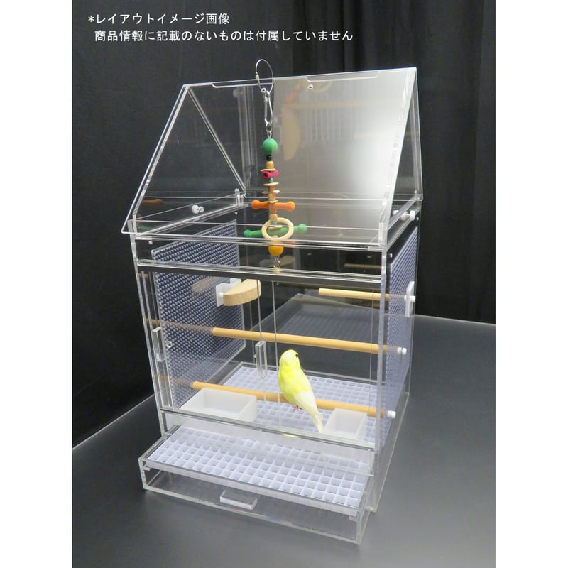 NEO側板パンチング鳥かご アクリル三角屋根 ルーバースノコ付 35 NEO側板パンチング鳥かご アクリル三角屋根 ルーバースノコ付 35