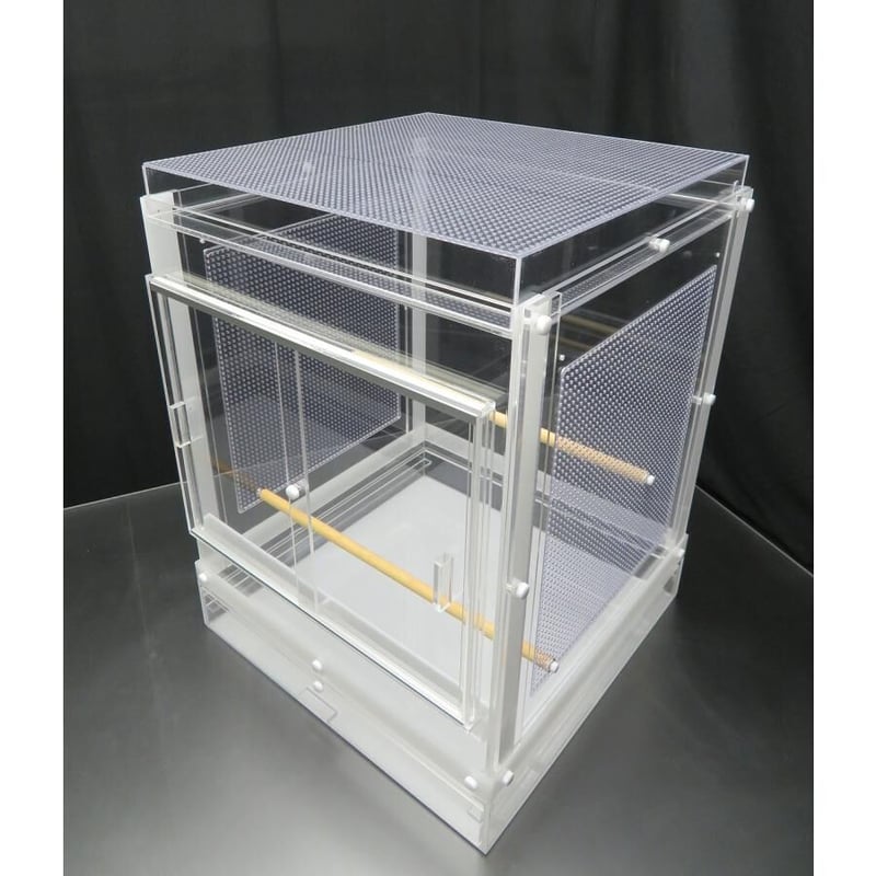 保温組立式アクリルバードケージ【 Lサイズ】右（左）開き 全面透明