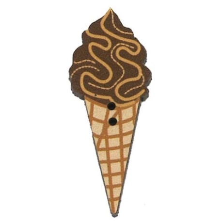【木製ボタン】アイスクリーム コーン（チョコレート）