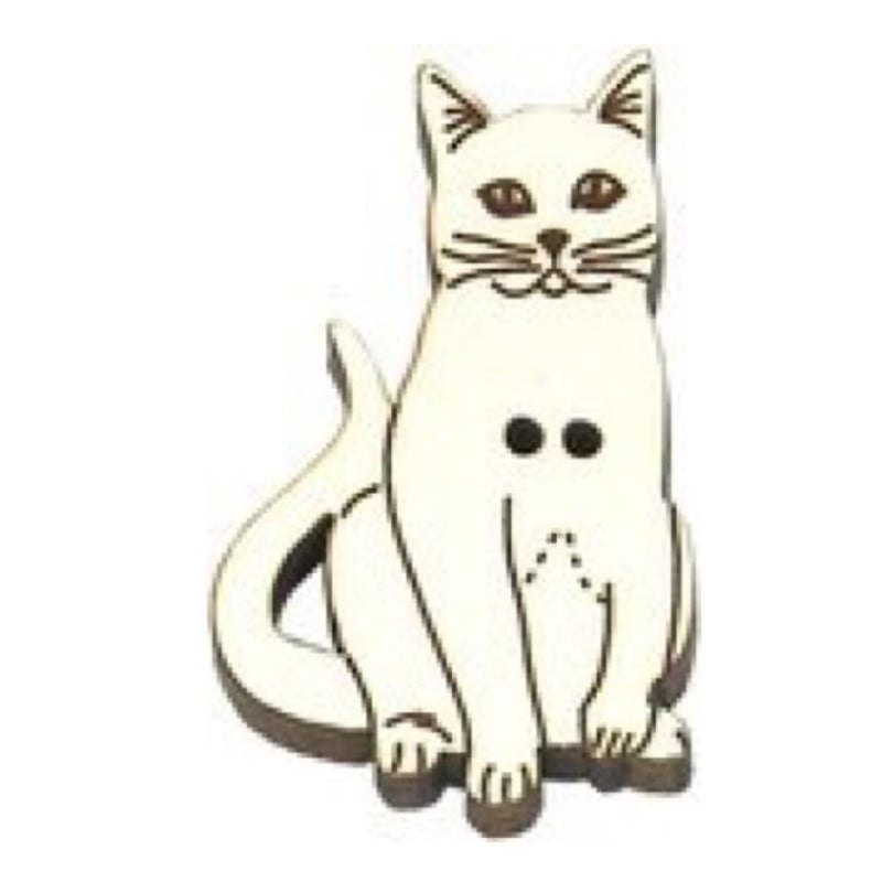 猫のボタン☆5個 s22 ネコ/動物/ボタン/カボション（木製ボタン】猫 