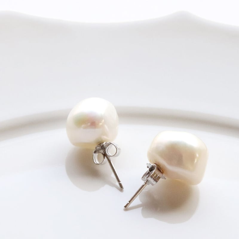バロックパールとカレンシルバーのピアス シルバー バロックパール チェーンリンク ショートピアス GP