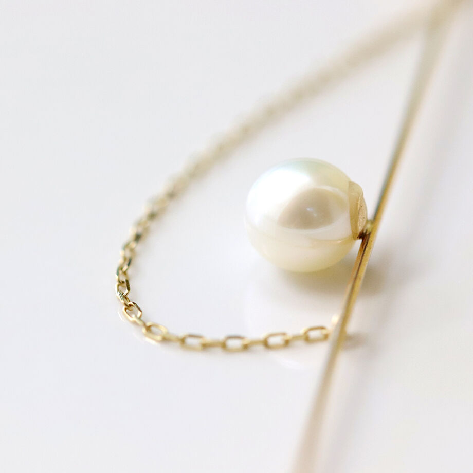 K10 ゴールド パール付きイヤーラップピアス (片耳用) 390440-330