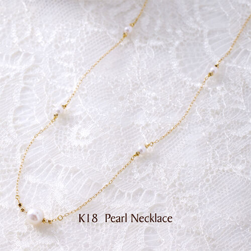 GALA jewelry ゴールデンパール ネックレス K18YG K18YG イエローゴールド パールステーションネックレス KB-AK