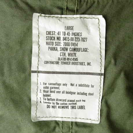 80s US Army Snow Camouflage Parka (Olive Dye)
