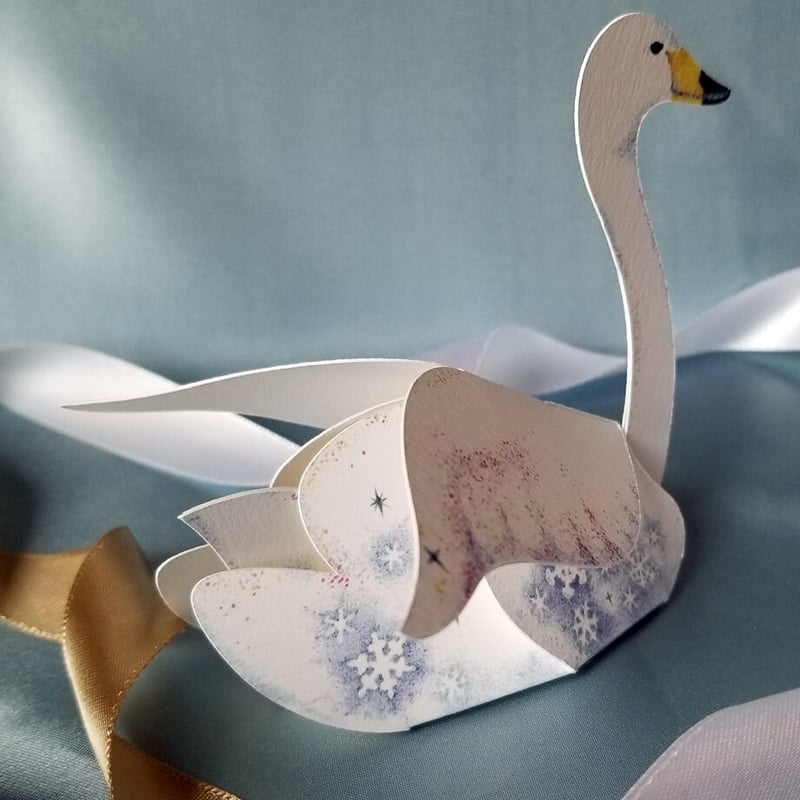 印刷済み「白鳥/スワン」ギフトボックス展開図 | Kyoco's 展開図 印刷済み「白鳥/スワン」ギフトボックス展開図 | Kyoco's 展開図