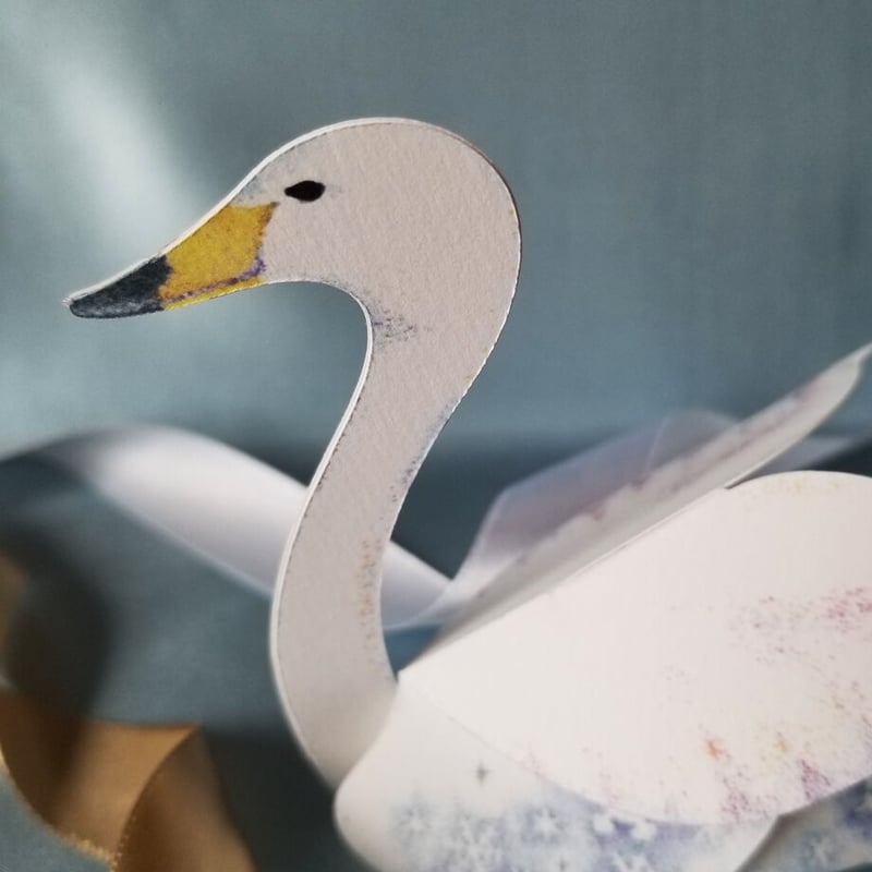 印刷済み「白鳥/スワン」ギフトボックス展開図 | Kyoco's 展開図 印刷済み「白鳥/スワン」ギフトボックス展開図 | Kyoco's 展開図