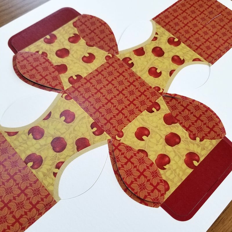 印刷済み「林檎（りんご）」小物ケース展開図 | Kyoco's 展開図