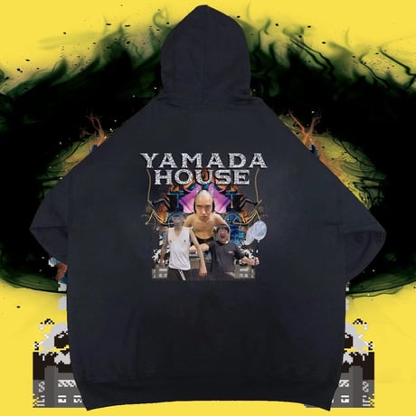 山田ハウスPhoto Pullover hoodie　Black