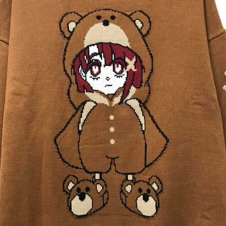 【serial experiments lain × KUDAN】クマlain · レボリューション　ニット-Brown-