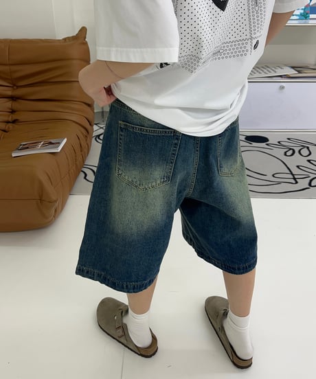 SOLID WASHING DENIM SHORTS（2color!）