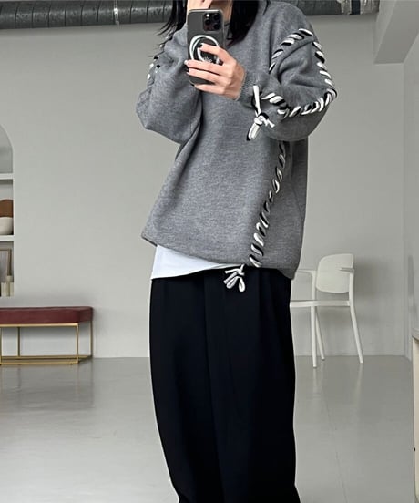 STRING CREW NECK KNIT（2color）