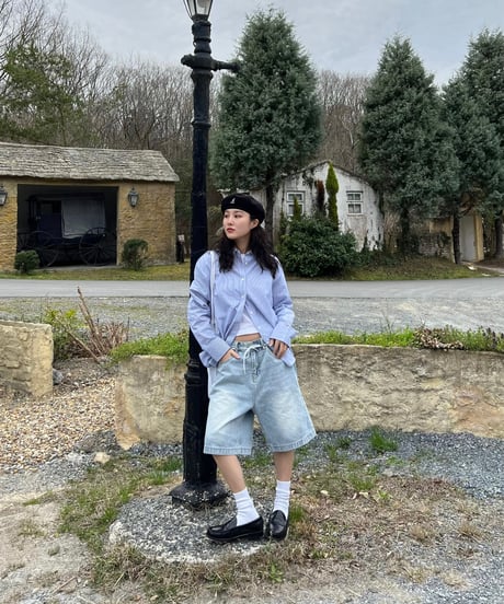 SOLID WASHING DENIM SHORTS（2color!）