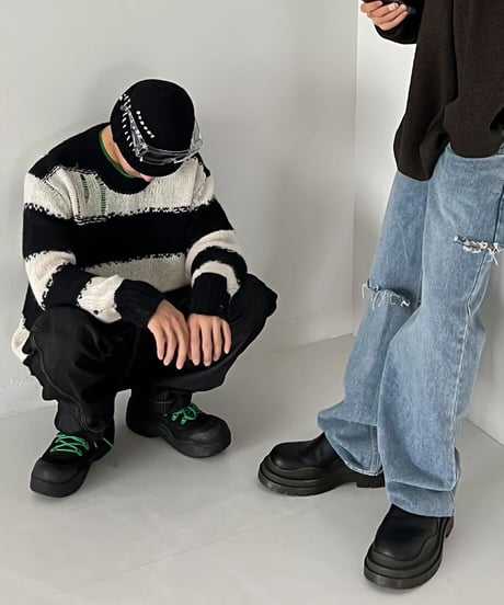 STRIPE DAMAGE KNIT