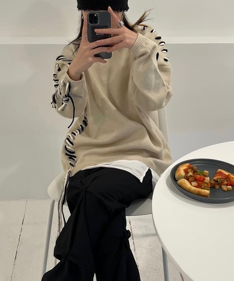 STRING CREW NECK KNIT（2color）