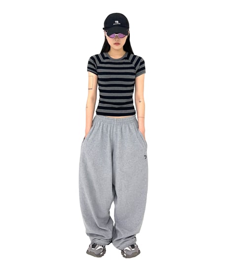 WIDE LOGO PANTS 'light gray