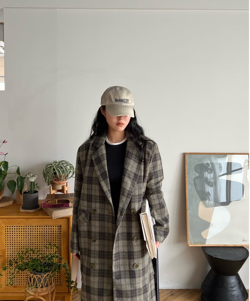 Greed International ロングコート　グレー　チェック　ウール⭐︎ Restock］CHECK WOOL COAT | 10llllllllll