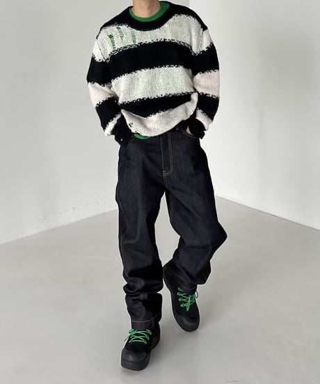 STRIPE DAMAGE KNIT