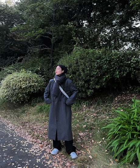 PINSTRIPE GRAY WOOL COAT