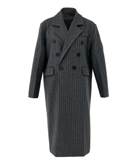 PINSTRIPE GRAY WOOL COAT