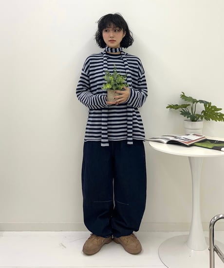 CHUCKY STRIPE KNIT-STOLE SET
