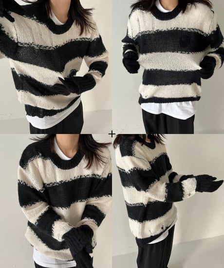 STRIPE DAMAGE KNIT
