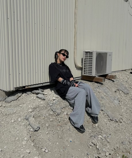 WIDE LOGO PANTS 'light gray