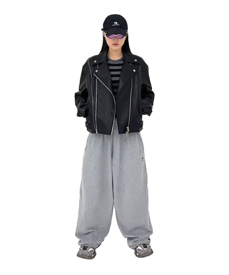 WIDE LOGO PANTS 'light gray