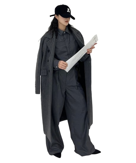 PINSTRIPE GRAY WOOL COAT