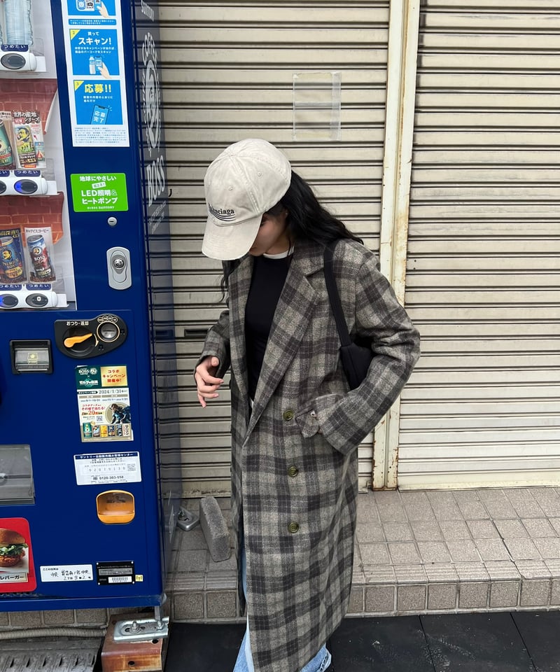 Greed International ロングコート　グレー　チェック　ウール⭐︎ Restock］CHECK WOOL COAT | 10llllllllll
