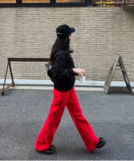 RED FLARE PANTS