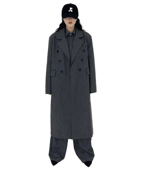 PINSTRIPE GRAY WOOL COAT