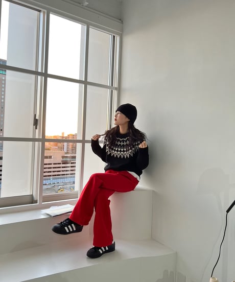 RED FLARE PANTS