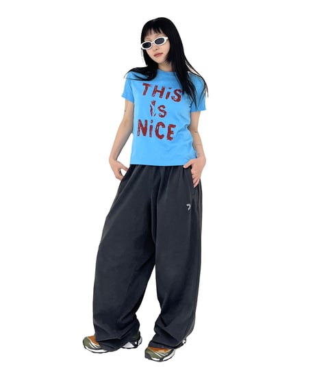 WIDE LOGO PANTS 'charcoal gray