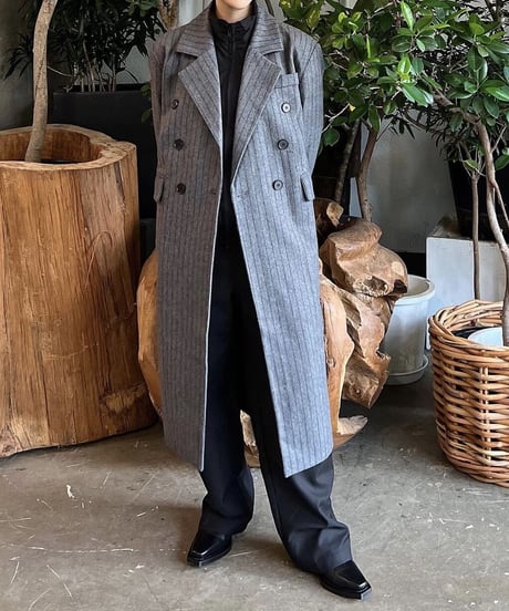 PINSTRIPE GRAY WOOL COAT