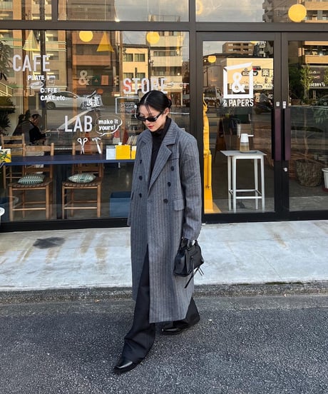 PINSTRIPE GRAY WOOL COAT