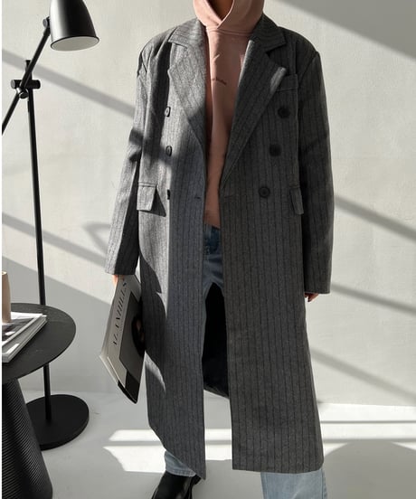 PINSTRIPE GRAY WOOL COAT