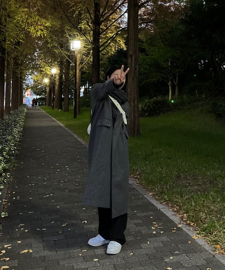 PINSTRIPE GRAY WOOL COAT
