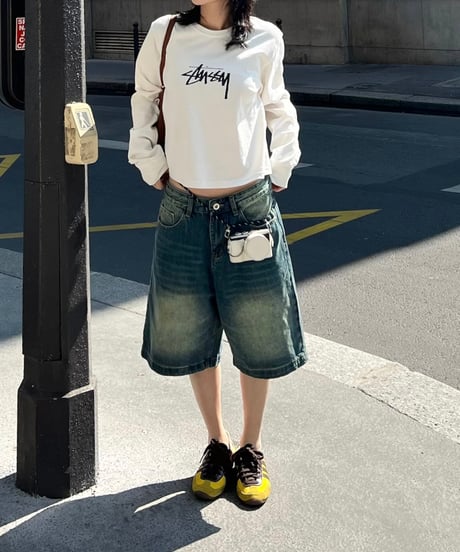 SOLID WASHING DENIM SHORTS（2color!）