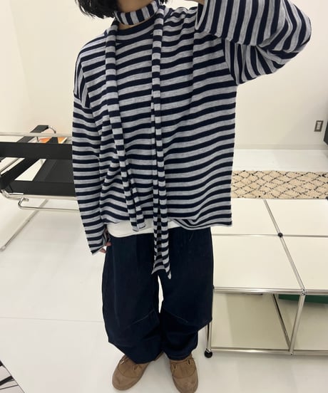CHUCKY STRIPE KNIT-STOLE SET