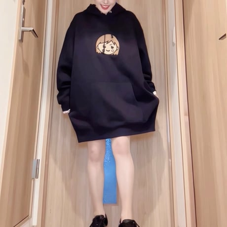 パーカー刺繍ロゴワンピース 裏起毛