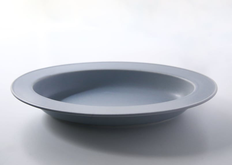 オーバル型リブデザイン陶器ベース プレート オーバル 26cm オリーヴ